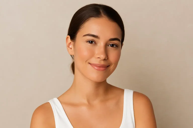 Woman with clear smooth skin after laser tattoo removal missoula at Bellamah Aesthetics
